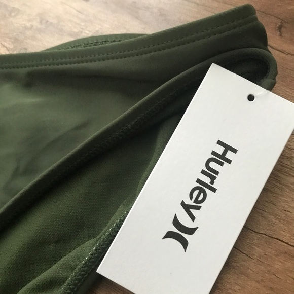 NWT Hurley High Waisted Strappy Back 2 Piece Olive Green XL - Picture 4 of 9